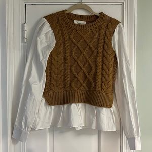 Anthropologie blouse with sweater vest overlay